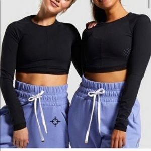Gymshark Whitney Crop Top Long Sleeve Black XL